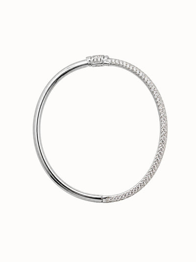 Pavé Silver Hinged Bangle