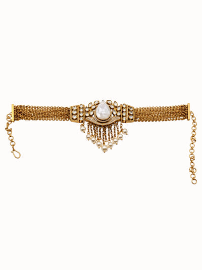 Gold Choker & Golden Leaf Mother-of-Pearl Jewelry Set
