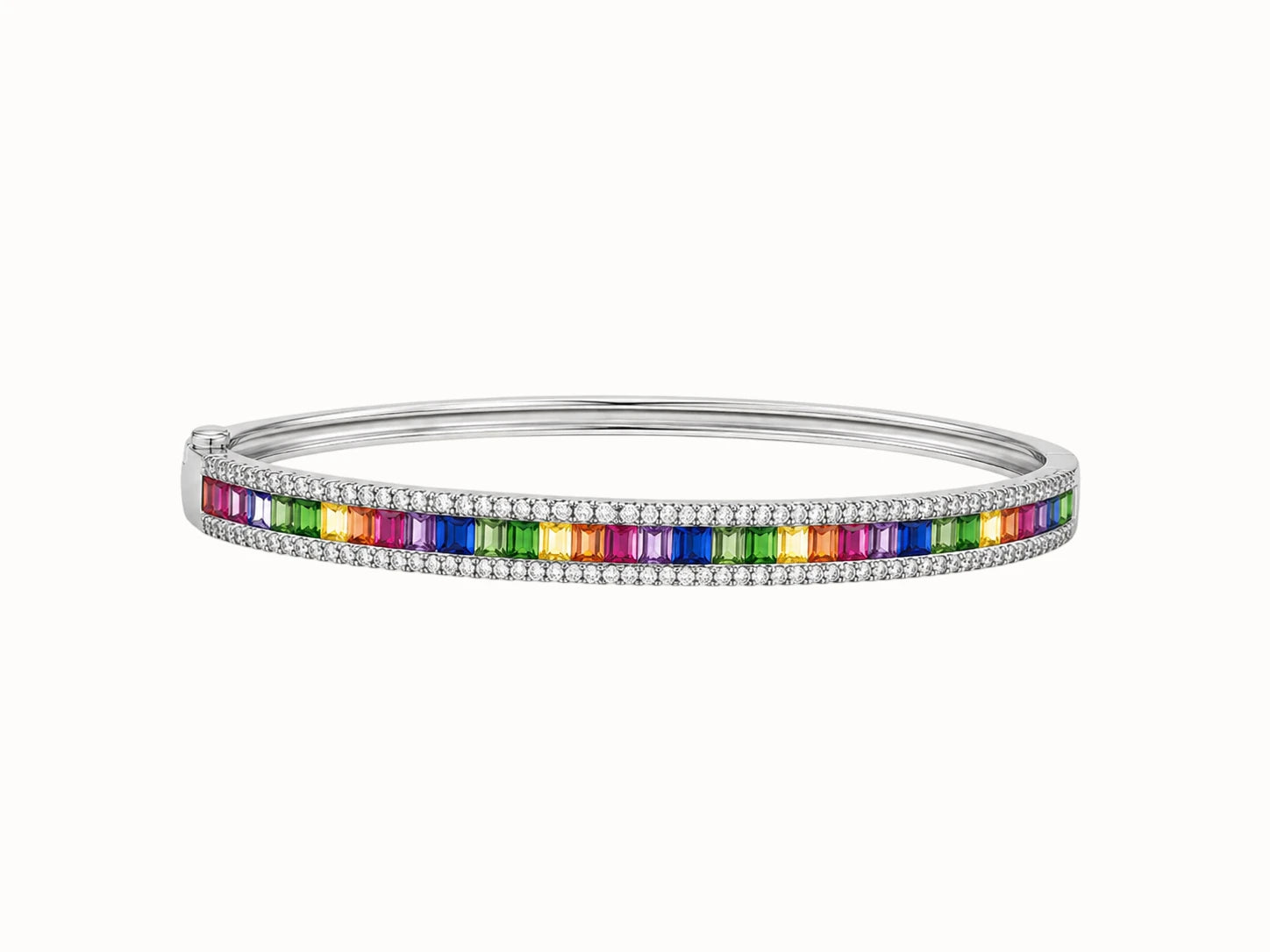 Rainbow Gemstone Baguette Bangle