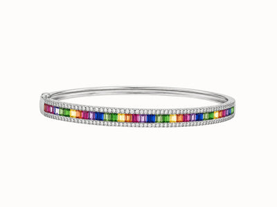 Rainbow Gemstone Baguette Bangle