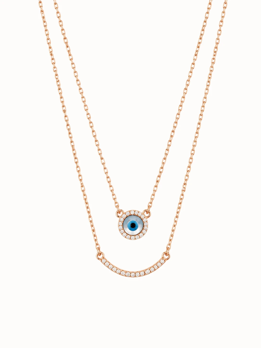 Rose Gold-Tone Evil Eye Layered Necklace
