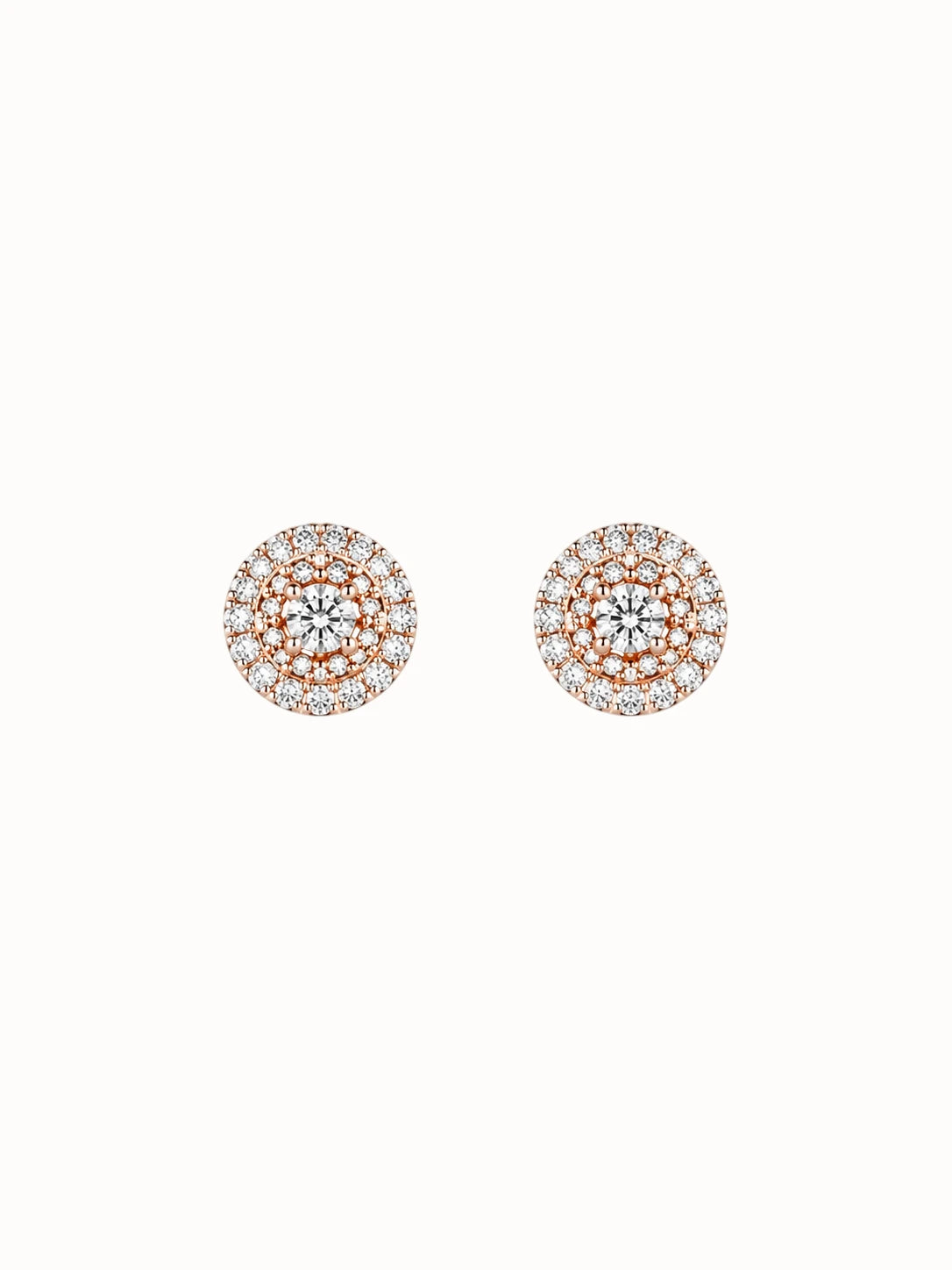 Rose Gold-Tone Halo Crystal Stud Earrings
