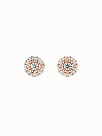 Rose Gold-Tone Halo Crystal Stud Earrings