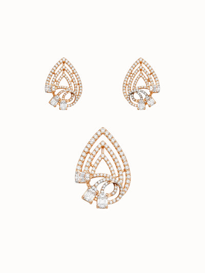 Rose Gold Teardrop Diamond Jewelry Set