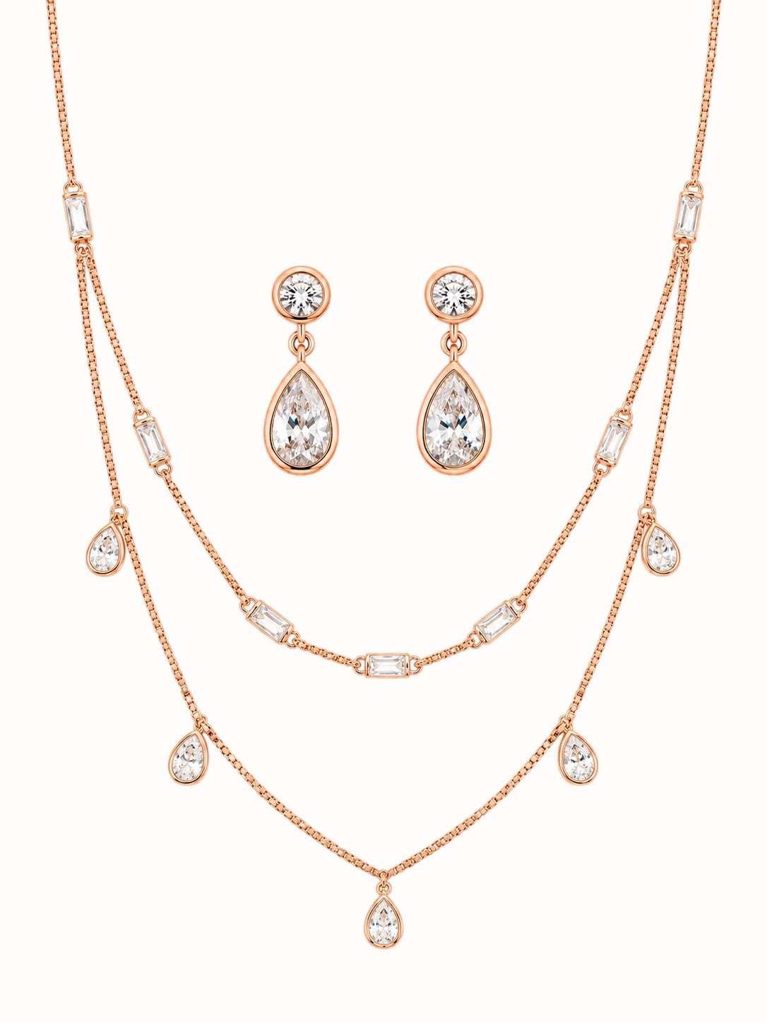 Rose Gold Teardrop Jewelry Set