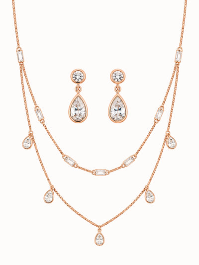 Rose Gold Teardrop Jewelry Set