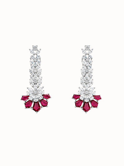 Ruby-Style Fringe Floral Drop Earrings