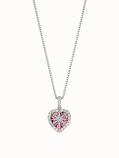Pink Heart Crystal Pendant Necklace