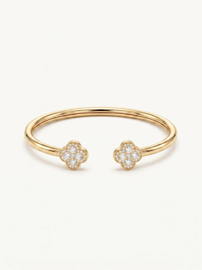 Twin Floral Open Cuff Bracelet