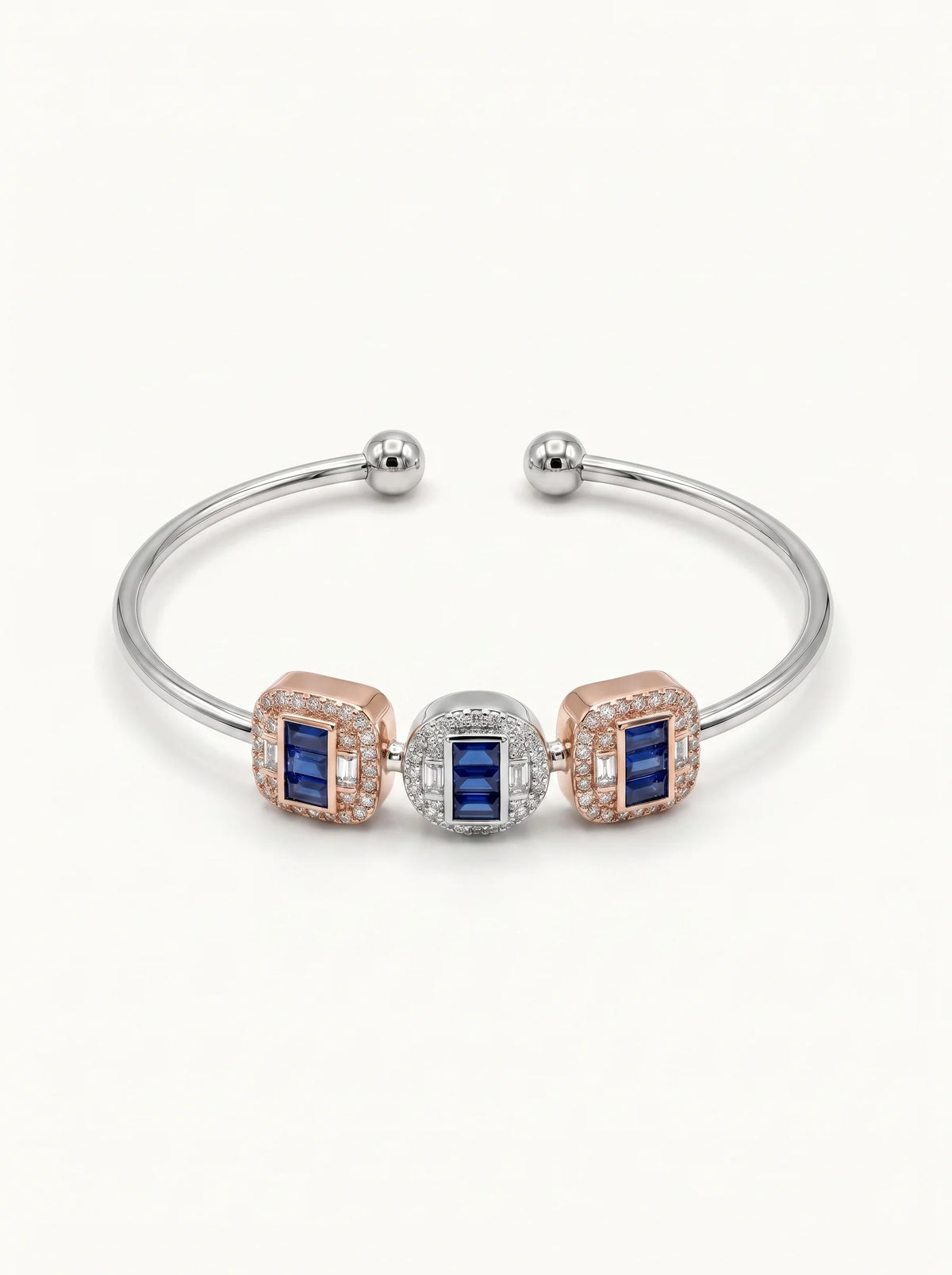 Blue & Crystal Open Cuff Bracelet