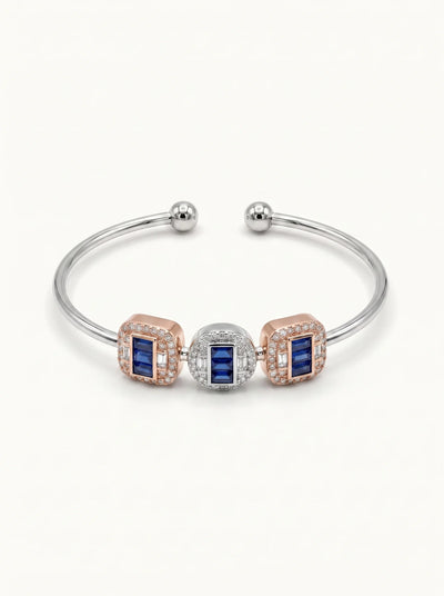 Blue & Crystal Open Cuff Bracelet