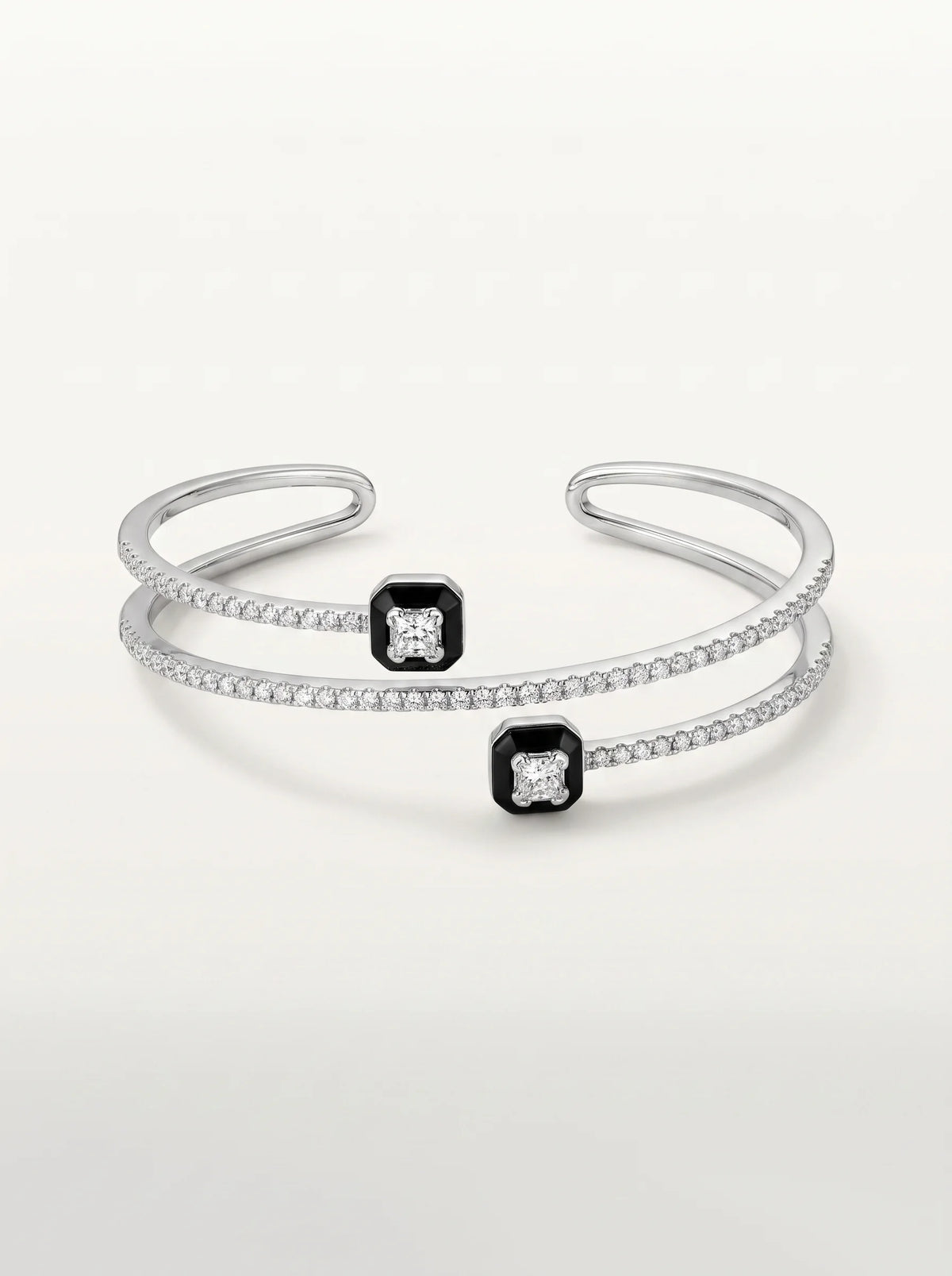 Black Crystal Double Cuff Bracelet