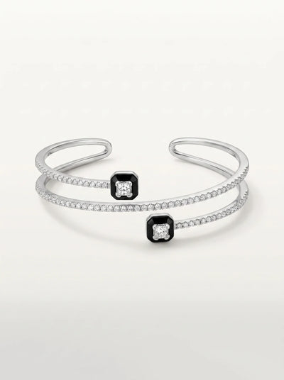 Black Crystal Double Cuff Bracelet