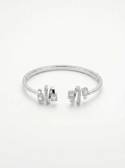 Linear Crystal Open Cuff Bracelet