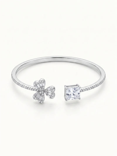 Crystal Bow Open Cuff Bracelet
