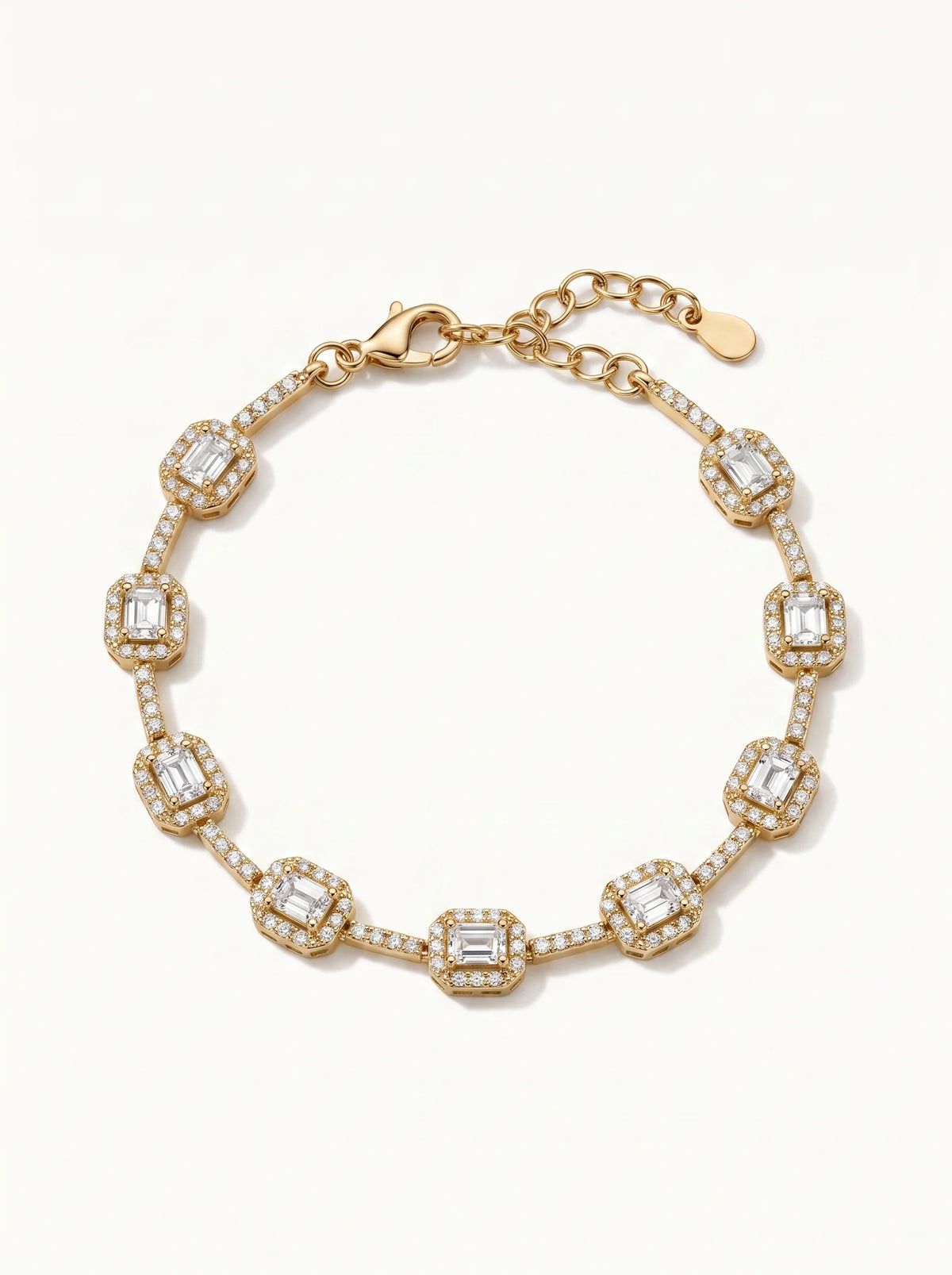 Crystal Geometric Link Cuff Bracelet