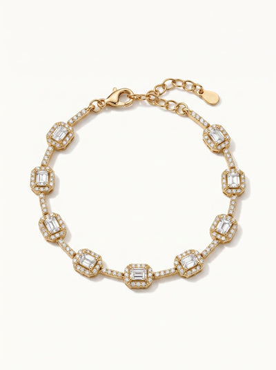 Crystal Geometric Link Cuff Bracelet