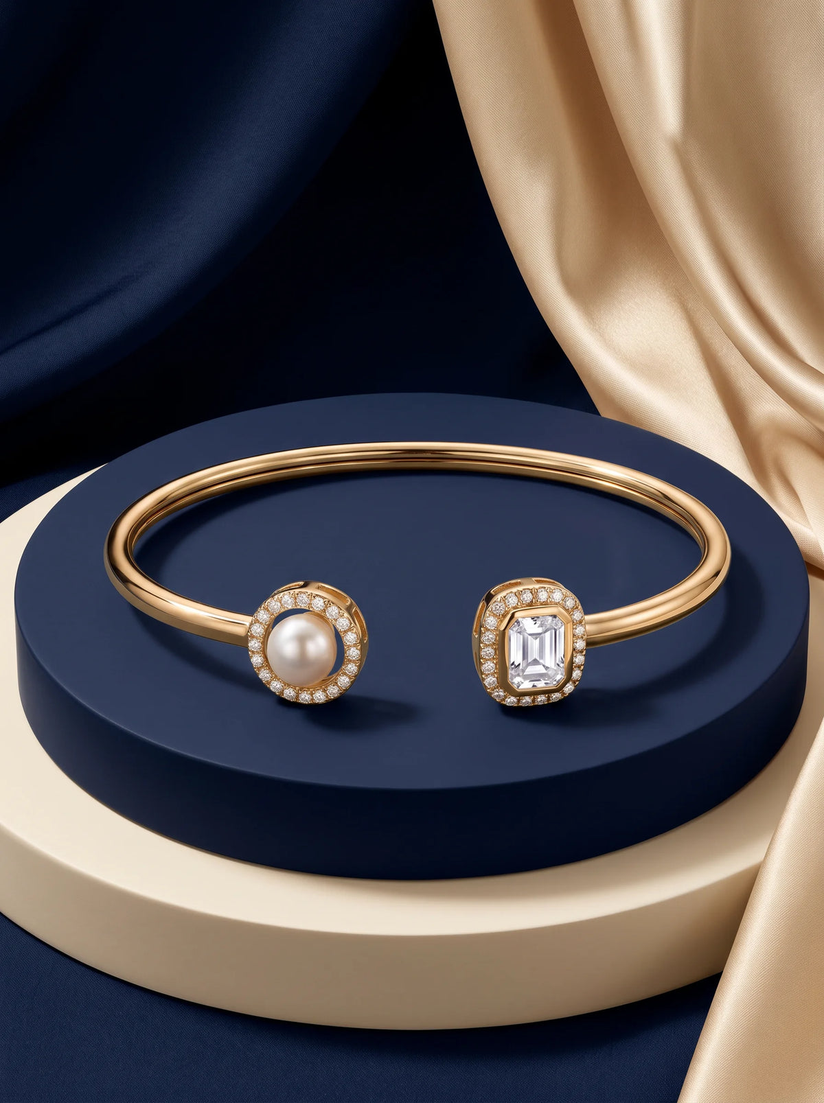 Twin Stone Open Cuff Bracelet