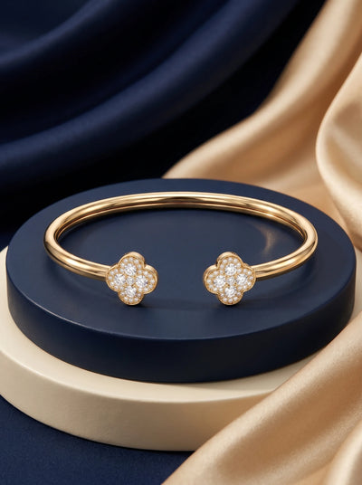 Twin Floral Open Cuff Bracelet