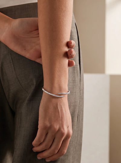 Double Curve Crystal Cuff Bracelet