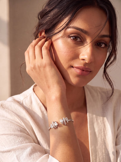 Linear Crystal Open Cuff Bracelet