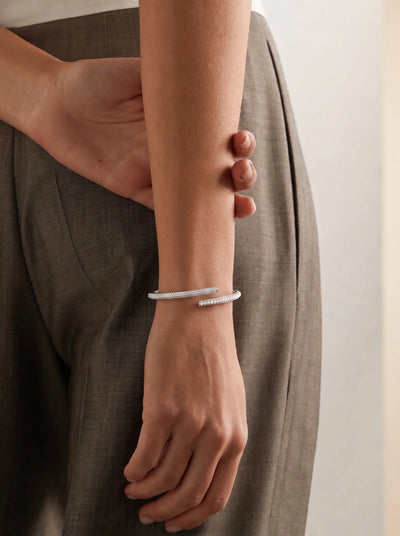 Crystal Ribbon Open Cuff Bracelet