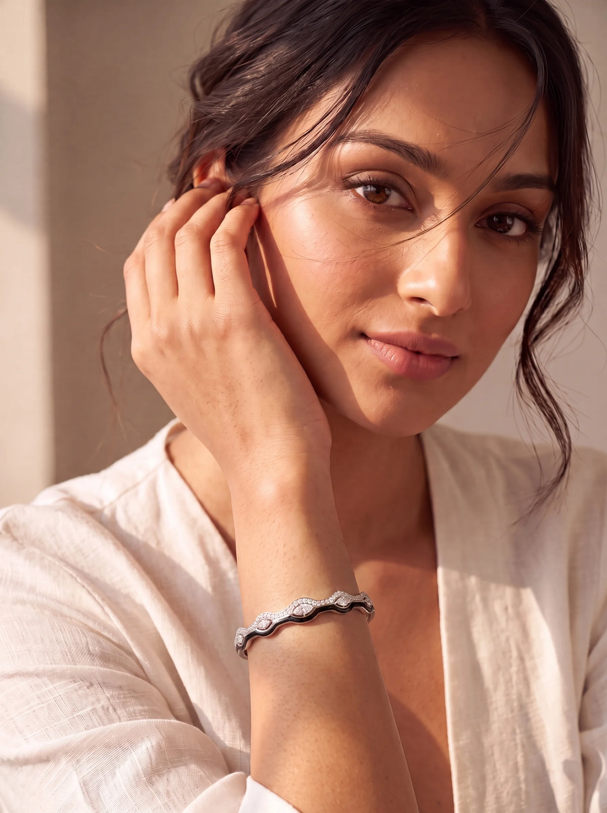 Black PavÃ© Wave Cuff Bracelet