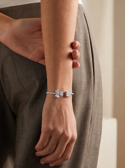 Crystal Bow Open Cuff Bracelet