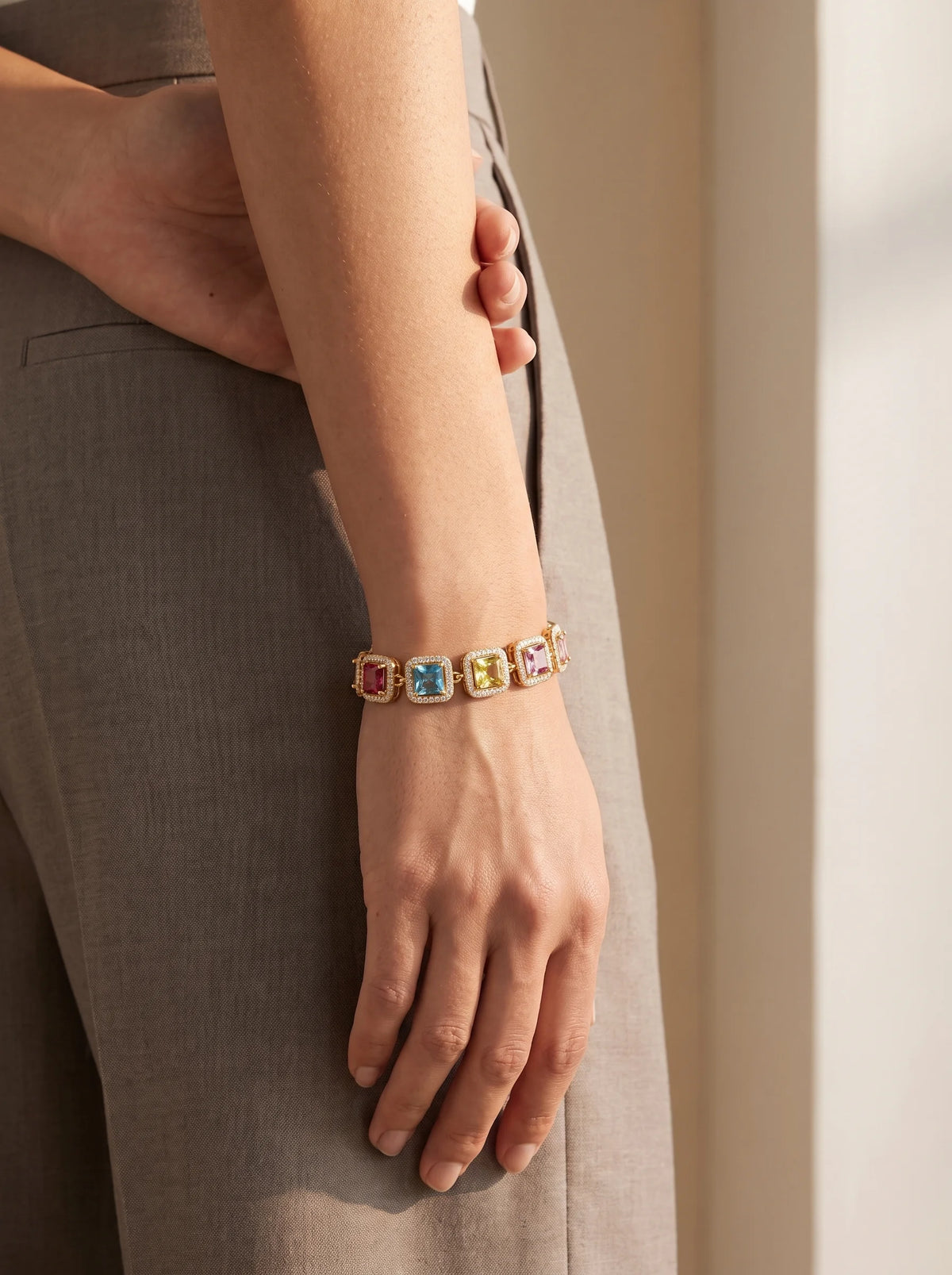 Colour Gem Link Bracelet