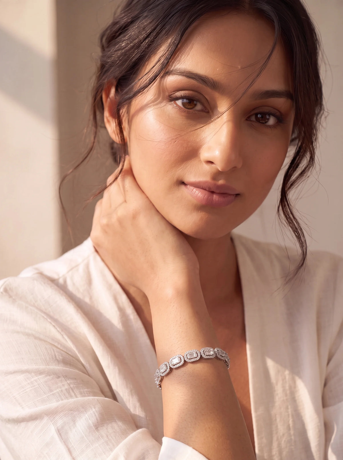 Crystal Geometric Link Bracelet
