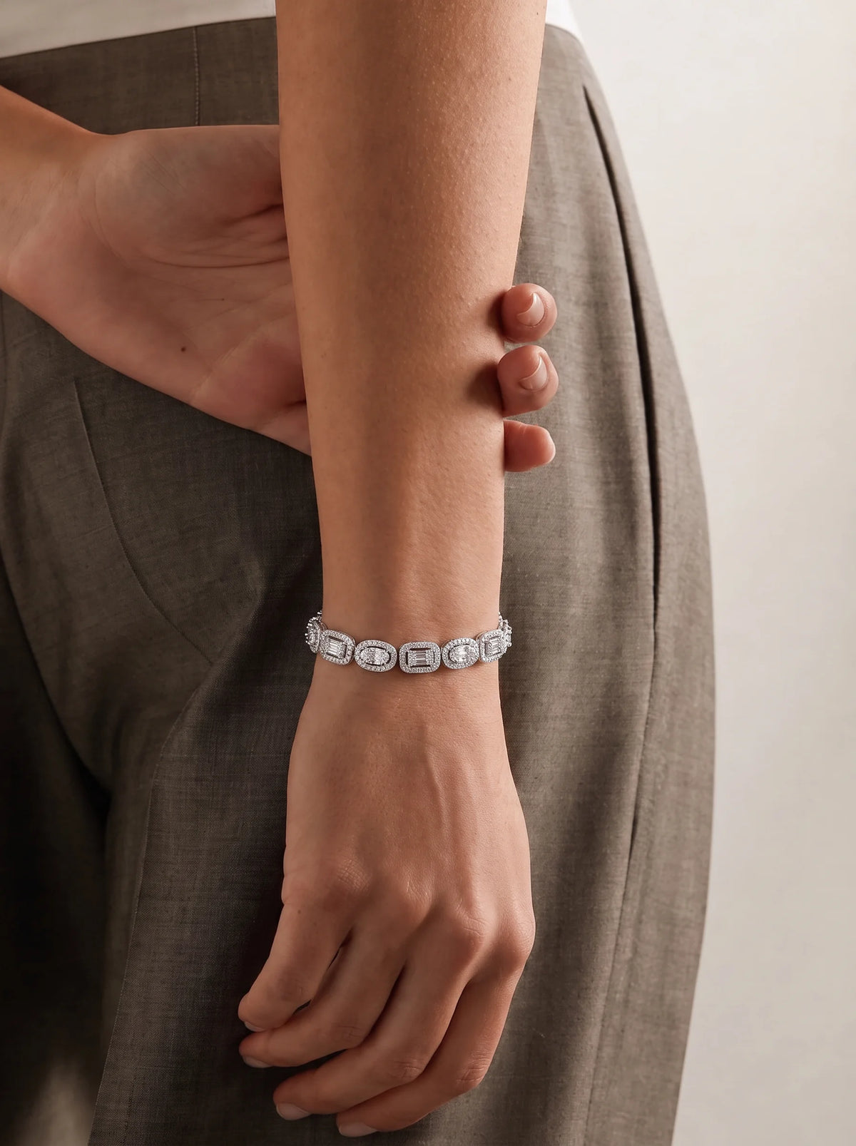 Crystal Geometric Link Bracelet