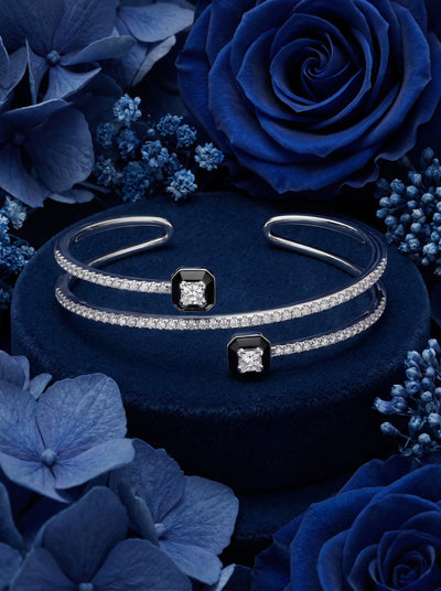 Black Crystal Double Cuff Bracelet