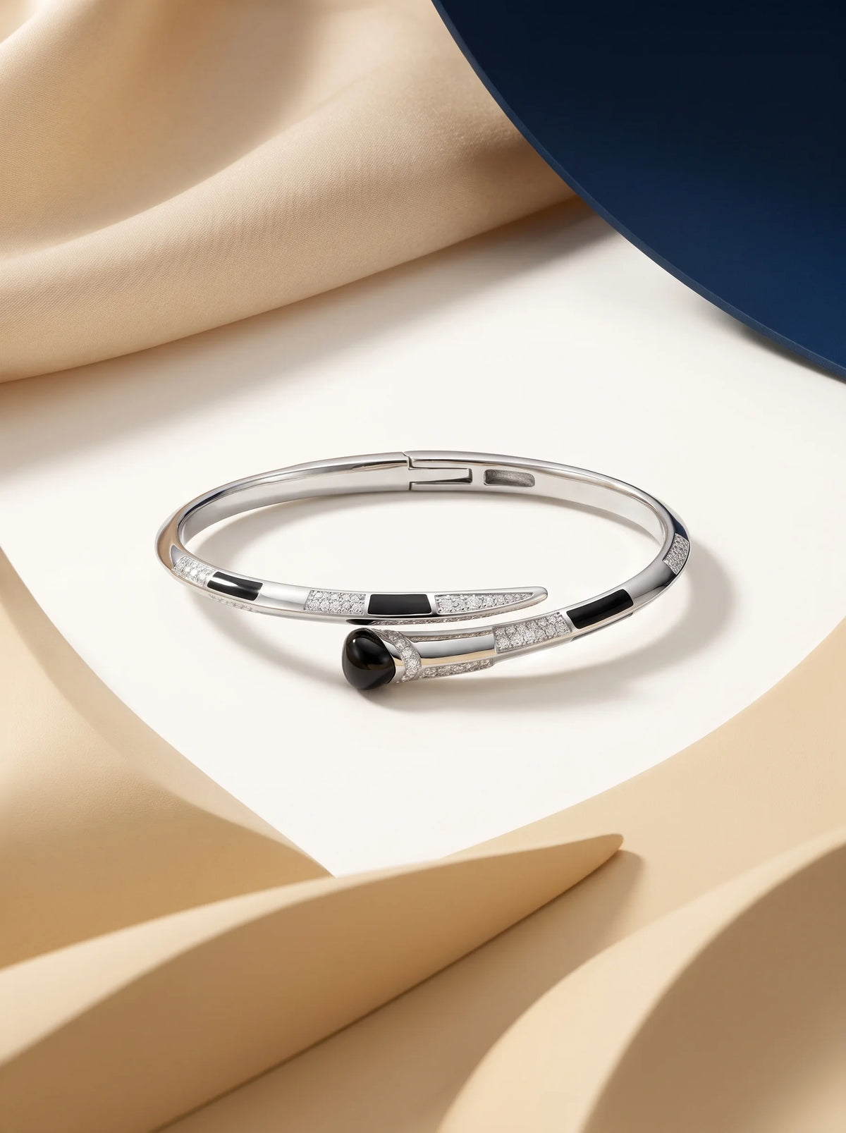 Black Accent Open Cuff Bracelet