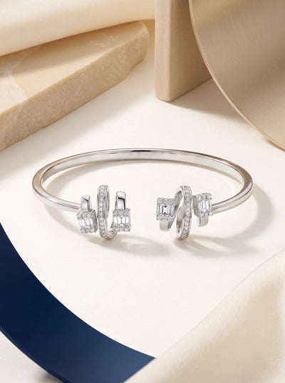 Linear Crystal Open Cuff Bracelet