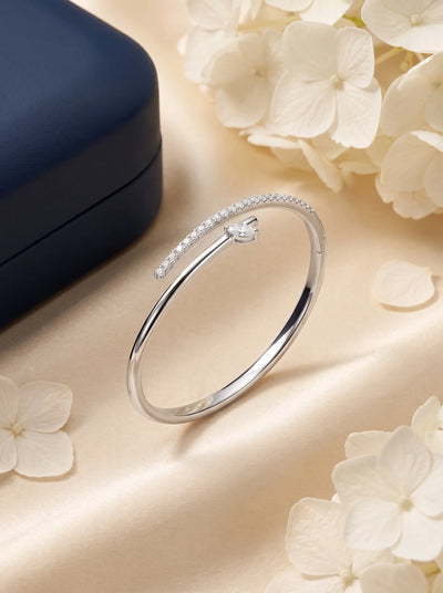 Minimal Curve Crystal Cuff Bracelet