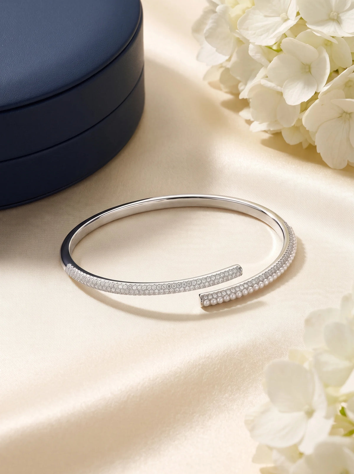 Crystal Ribbon Open Cuff Bracelet
