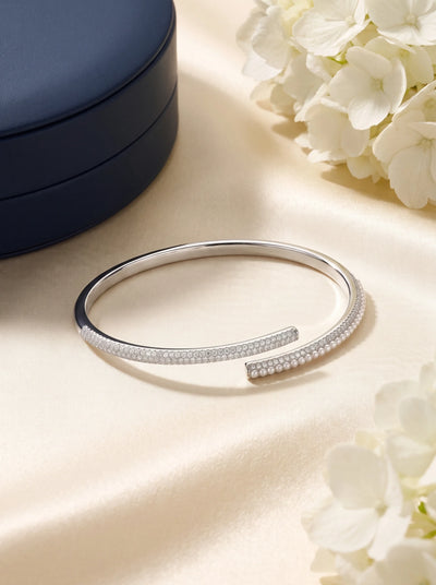 Crystal Ribbon Open Cuff Bracelet