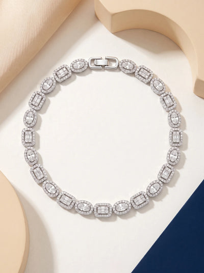 Crystal Geometric Link Bracelet