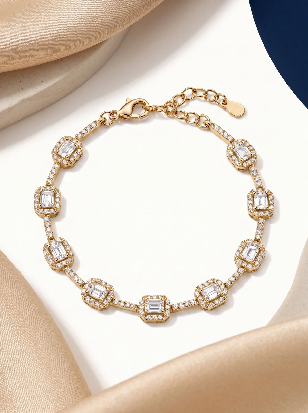 Crystal Geometric Link Cuff Bracelet